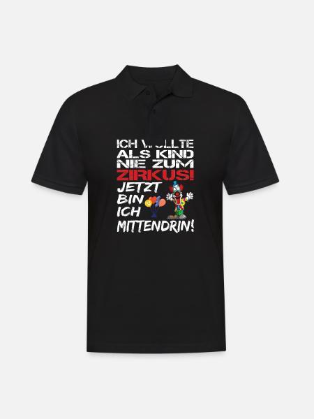 Ich wollte als Kind nie zum Zirkus Affenzirkus - Männer Poloshirt - Schwarz