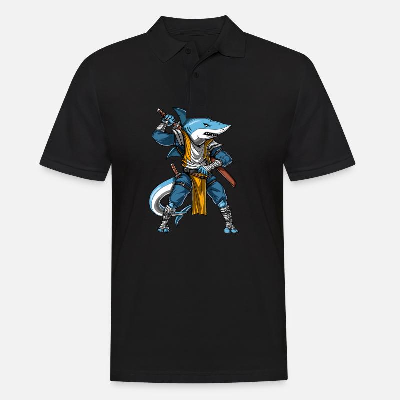 Requin Samurai Ninja - Polo Homme - noir