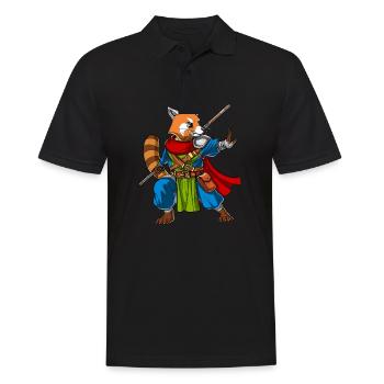 Red Panda Bear Ninja - Men's Polo Shirt - black - Front - Kai (181cm)