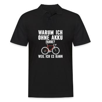warum ich ohne akku fahre weil ich es kann - Männer Poloshirt - Schwarz - Vorne - Kai (181cm)