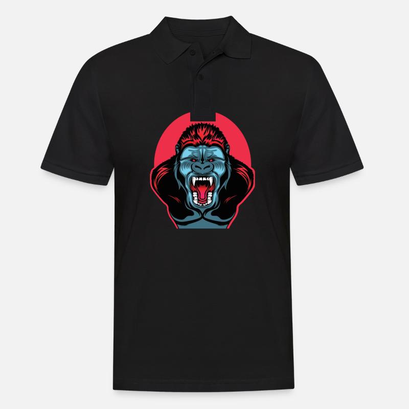 Wilder Gorilla - Männer Poloshirt - Schwarz