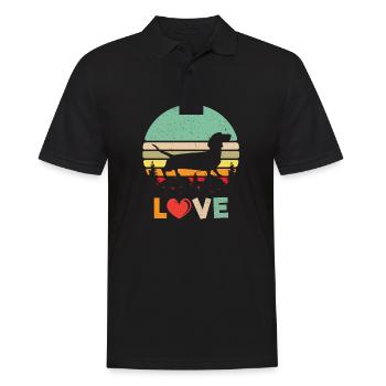 Chemise Retro Love Wiener pour chien - Vintage Dachshund Sh - Polo Homme - noir - Devant - Kai (181cm)