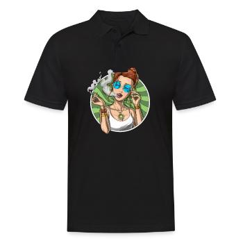 Weed Stoner, der Cannabis raucht - Männer Poloshirt - Schwarz - Vorne - Kai (181cm)