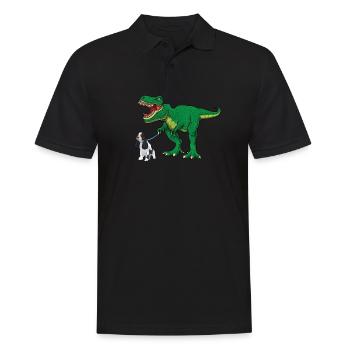 Mignon T Rex Dinosaur Dog Walking Cocker Spaniel Garçon - Polo Homme - noir - Devant - Kai (181cm)