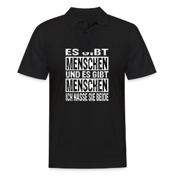 Ich Hasse Menschen - Männer Poloshirt - Schwarz - Vorne - Kai (181cm)
