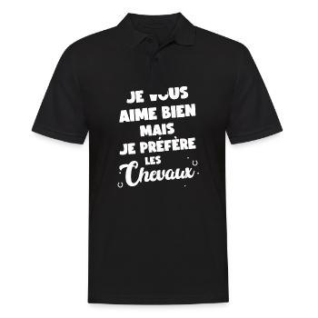 Je Vous Aime Bien Mais Je Préfère Les Chevaux - Polo Homme - noir - Devant - Kai (181cm)