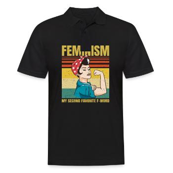 Le féminisme est mon deuxième mot F préféré drôle - Polo Homme - noir - Devant - Kai (181cm)