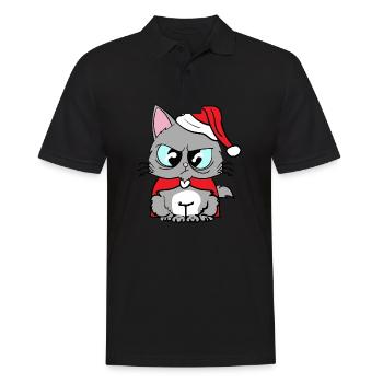Tee-shirt chats rigolos chat mignon noël - Polo Homme - noir - Devant - Kai (181cm)