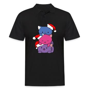 Tee-shirt chats rigolos chat mignon noël - Polo Homme - noir - Devant - Kai (181cm)