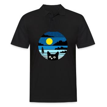 Tee-shirt chats rigolos chat mignon noël - Polo Homme - noir - Devant - Kai (181cm)