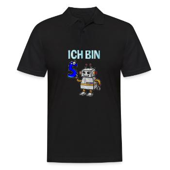 Lustiges Ich bin 5 Roboter Kindergeburtstag - Männer Poloshirt - Schwarz - Vorne - Kai (181cm)