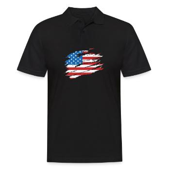 American Flag USA America Soccer Football Ice - Men's Polo Shirt - black - Front - Kai (181cm)