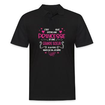 Une Princesse Et Une Grande Soeur cadeau - Polo Homme - noir - Devant - Kai (181cm)