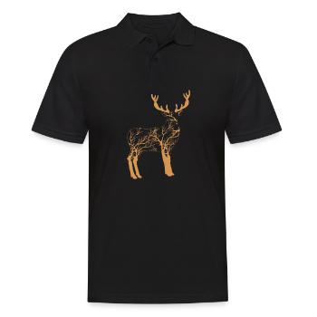 Hirsch - Männer Poloshirt - Schwarz - Vorne - Kai (181cm)