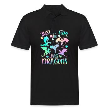 Juste une fille qui aime les dragons - Polo Homme - noir - Devant - Kai (181cm)