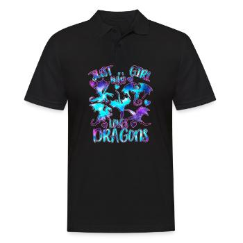Nur ein Mädchen, das Drachen liebt - Männer Poloshirt - Schwarz - Vorne - Kai (181cm)