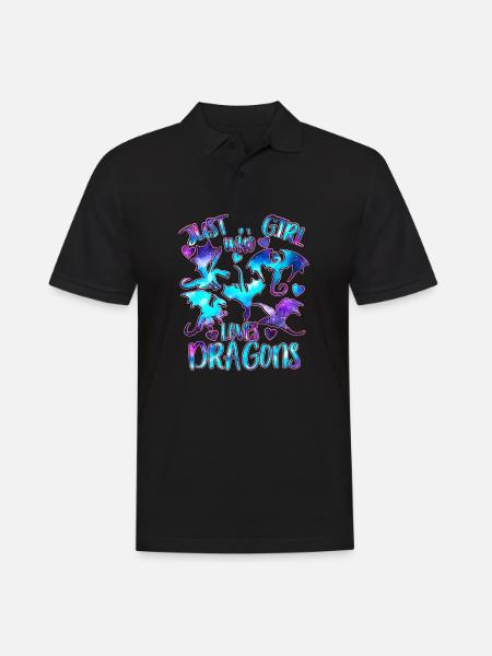 Nur ein Mädchen, das Drachen liebt - Männer Poloshirt - Schwarz
