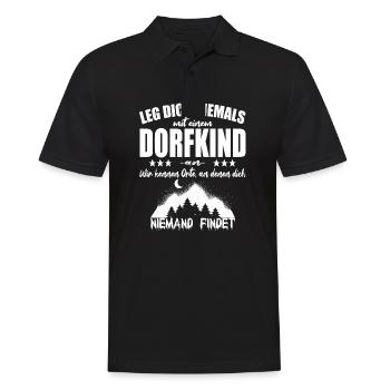 Lege Dich Niemals mit einem Dorfkind an - Männer Poloshirt - Schwarz - Vorne - Kai (181cm)