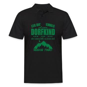 Lege Dich Niemals mit einem Dorfkind an - Männer Poloshirt - Schwarz - Vorne - Kai (181cm)