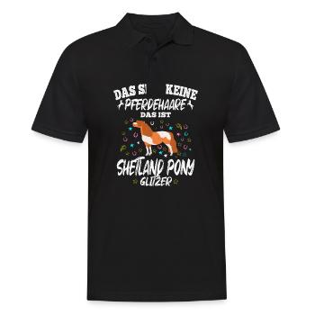 Das sind keine Pferdehaare Das ist Shetland Pony - Männer Poloshirt - Schwarz - Vorne - Kai (181cm)