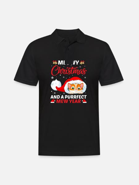 Joyeux Chat de Noël - Polo Homme - noir