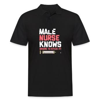 Male Nurse Knows Where to Stick It - Männer Poloshirt - Schwarz - Vorne - Kai (181cm)