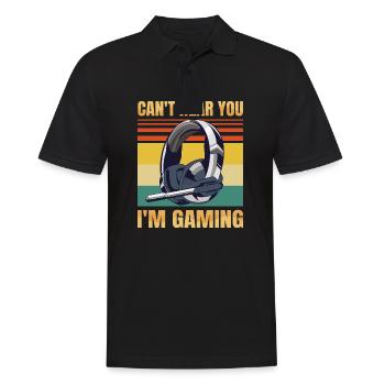 Funny Gamer Headset Can't Hear You I'm Gaming - Männer Poloshirt - Schwarz - Vorne - Kai (181cm)