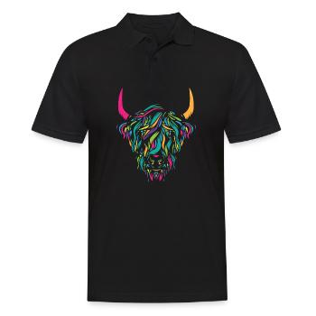 Cadeau d'amant de vache coloré à imprimé animal de vache des Highlands - Polo Homme - noir - Devant - Kai (181cm)