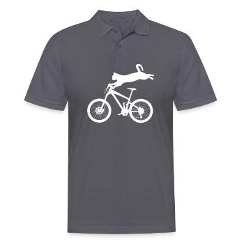 Cat Bike Cycling Bicycle - Men's Polo Shirt - charcoal grey - Front - Nico (186cm)