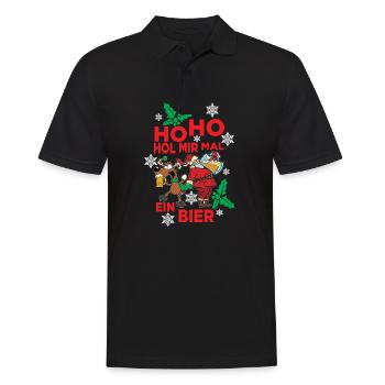 Drôle Ho Ho me donne une bière laid Noël - Polo Homme - noir - Devant - Kai (181cm)