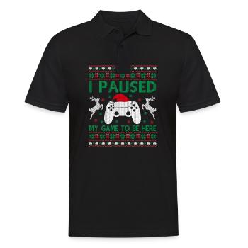 I Paused My Game To Be Here Christmas Ugly Sweater - Männer Poloshirt - Schwarz - Vorne - Kai (181cm)