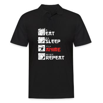 Eat Sleep Anime Repeatr Kids Funny Japan - Men's Polo Shirt - black - Front - Kai (181cm)