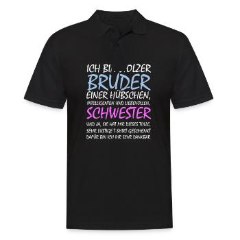 Stolzer Bruder Geschwister Geschenkidee Schwester - Männer Poloshirt - Schwarz - Vorne - Kai (181cm)