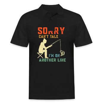 Vintage Sorry I Can t Talk I m On Another Line - Men's Polo Shirt - black - Front - Kai (181cm)