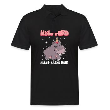 Ist doch alles Kacke hier Nölpferd Nilpferd Motiv - Männer Poloshirt - Schwarz - Vorne - Kai (181cm)