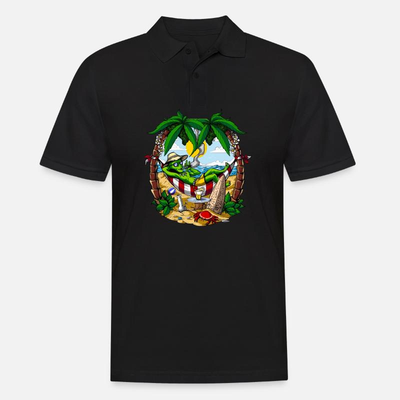 Alien Stoner Beach Party - Männer Poloshirt - Schwarz