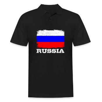 DRAPEAU RUSSIE Cadeau Drapeau de la Russie pour РОССИЯ - Polo Homme - noir - Devant - Kai (181cm)