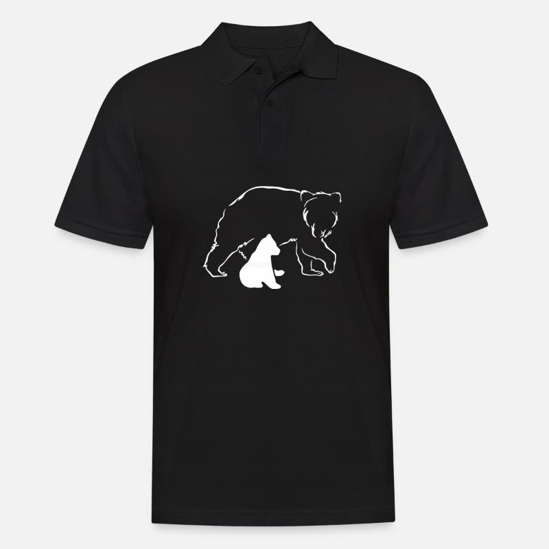 Ours ours ours brun mère bébé nature forêt amour - Polo Homme - noir