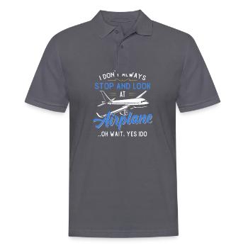 Aviator airplane flying runway gift - Men's Polo Shirt - charcoal grey - Front - Nico (186cm)