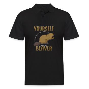Sei ein Biber - Männer Poloshirt - Schwarz - Vorne - Kai (181cm)