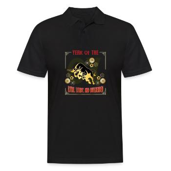 Jahr des Büffels 2021 Chinesisches Horoskop Jahr - Männer Poloshirt - Schwarz - Vorne - Kai (181cm)