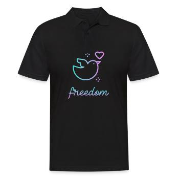 Oiseau amoureux liberté paix amour - Polo Homme - noir - Devant - Kai (181cm)