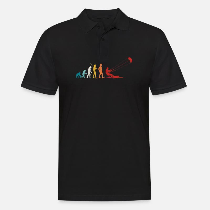 Retro Evolution Kite Surfing Funny Kite Boarding - Men's Polo Shirt - black