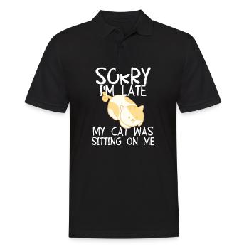Sorry I'm Late My Cat Was Sitting on Me - Men's Polo Shirt - black - Front - Kai (181cm)