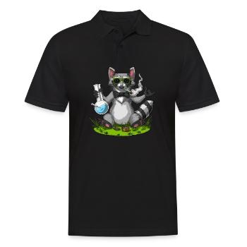 Waschbär Stoner - Männer Poloshirt - Schwarz - Vorne - Kai (181cm)