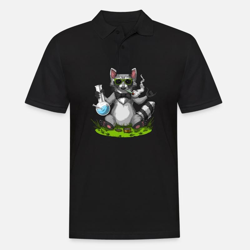 Waschbär Stoner - Männer Poloshirt - Schwarz