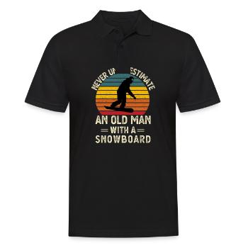Unterschätze niemals einen alten Mann mit einem Snowboard - Männer Poloshirt - Schwarz - Vorne - Kai (181cm)