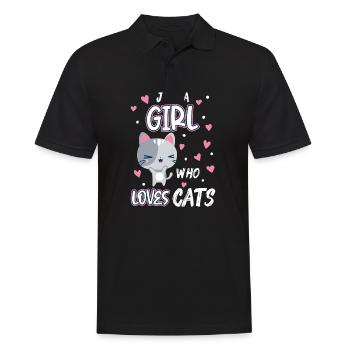 Juste une fille qui aime les chats Funny Birthday Girls - Polo Homme - noir - Devant - Kai (181cm)