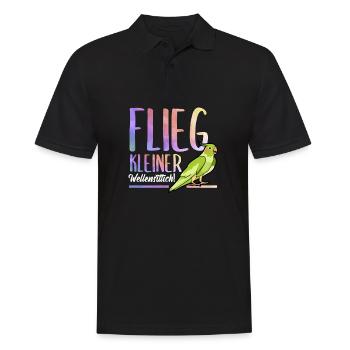 Flieg kleiner Wellensittich Haustier Vogel Motiv - Männer Poloshirt - Schwarz - Vorne - Kai (181cm)