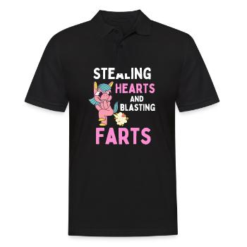 Stealing Hearts And Blasting Farts Kinder Einhorn - Männer Poloshirt - Schwarz - Vorne - Kai (181cm)